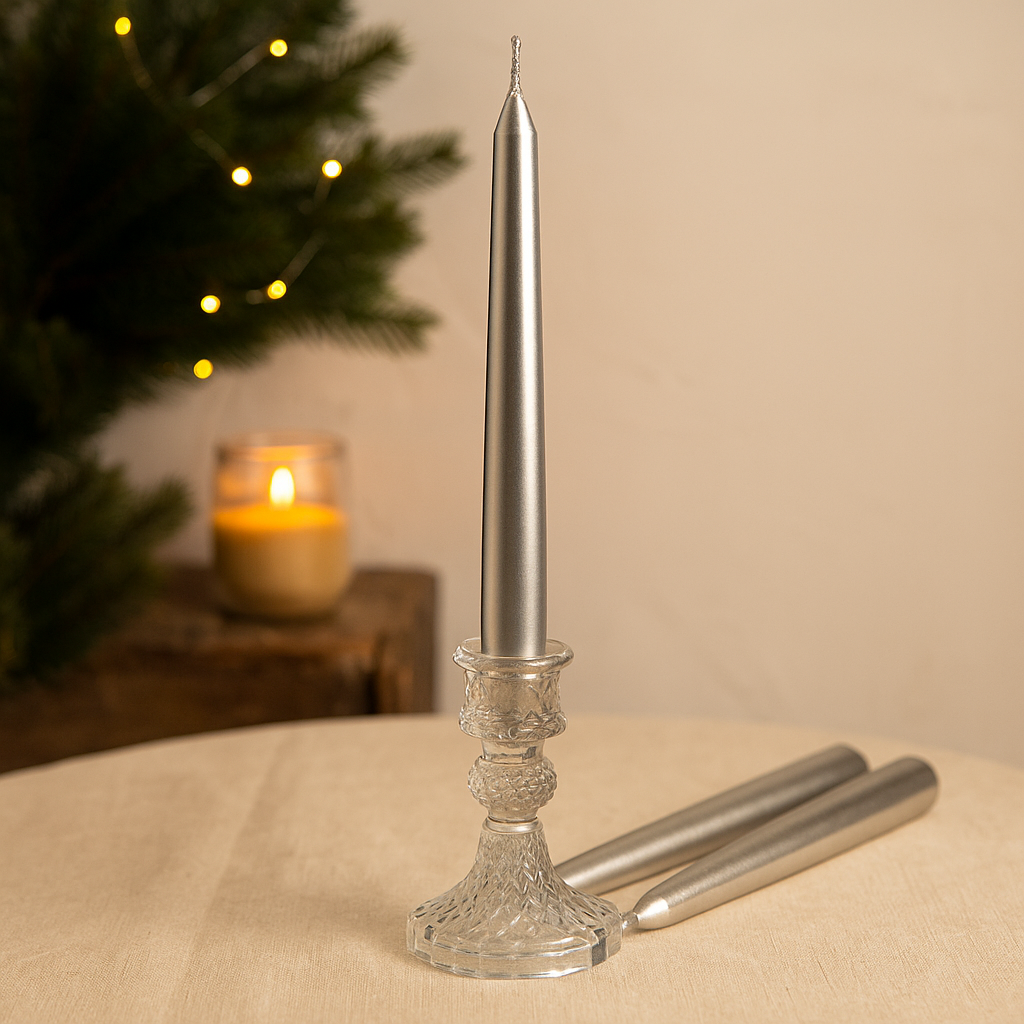 Vela Metálica Plateada (Caja de 10 unidades)