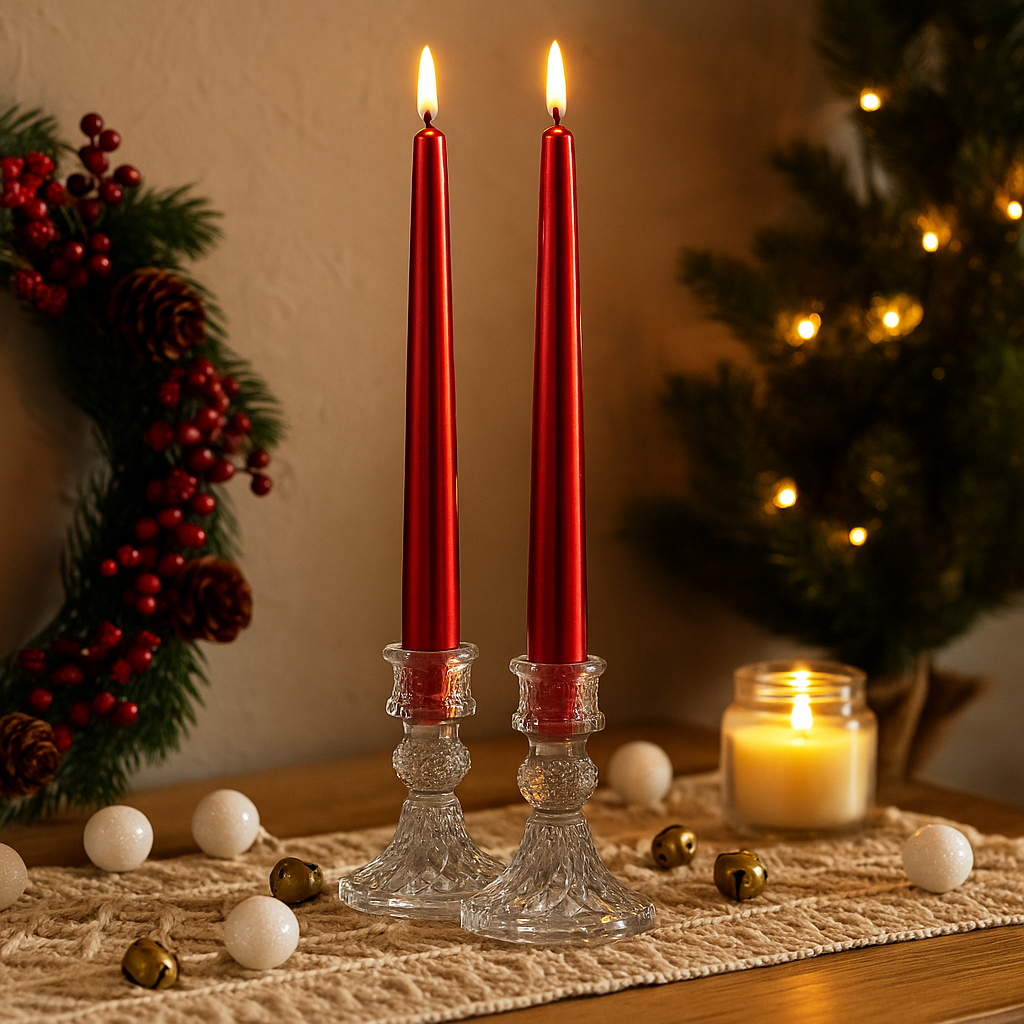 Vela Metálica Roja (Caja de 10 unidades)