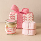 Caja Regalo con Vela de Café & Nueces y Bombas de Baño Peonías & Flor Japonesa