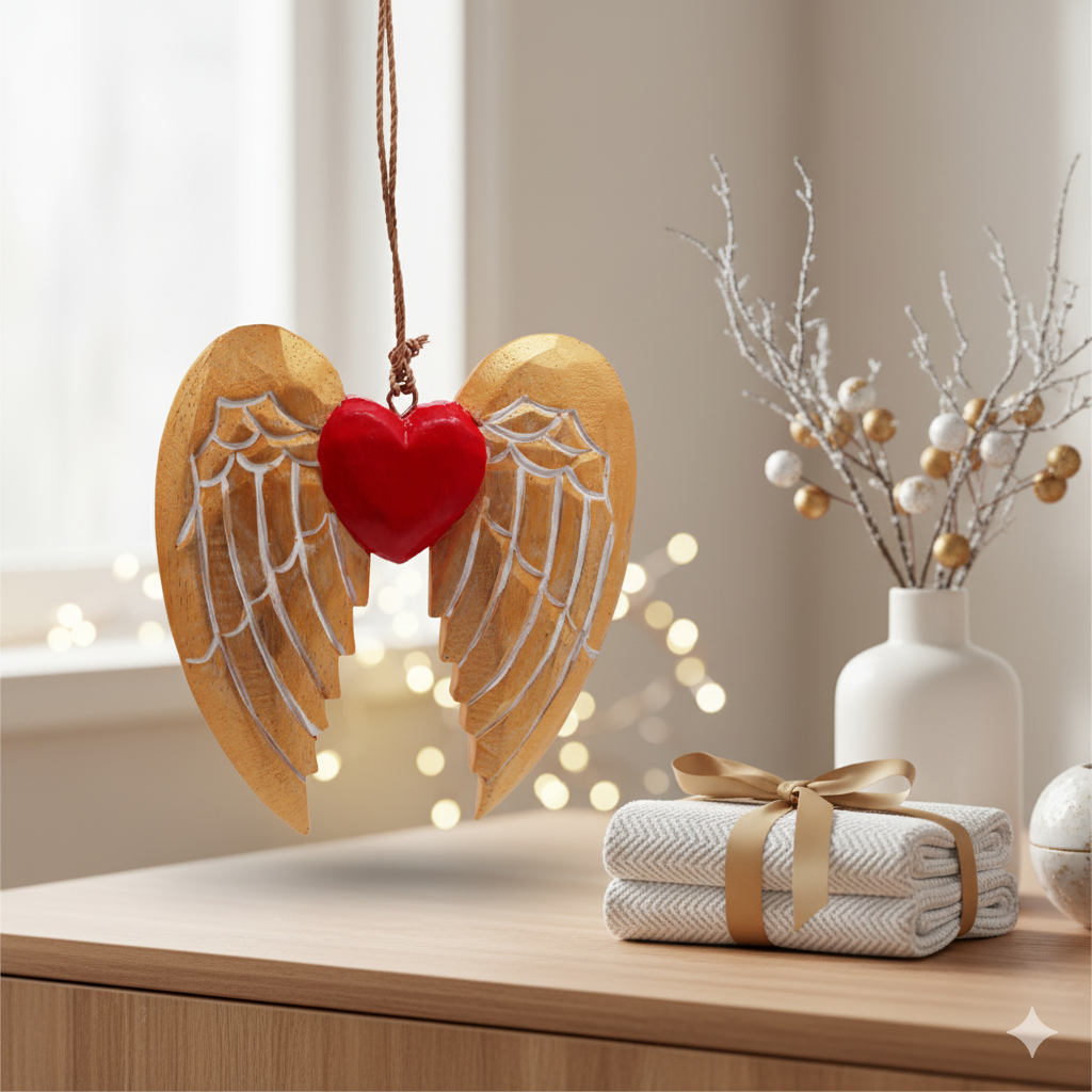 Alas de Ángel de Navidad Dorados – Detalle Blanco