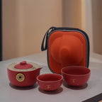 Juego de Té de Cerámica Roja con Estuche | Omishi – Elegancia y Tradición Oriental