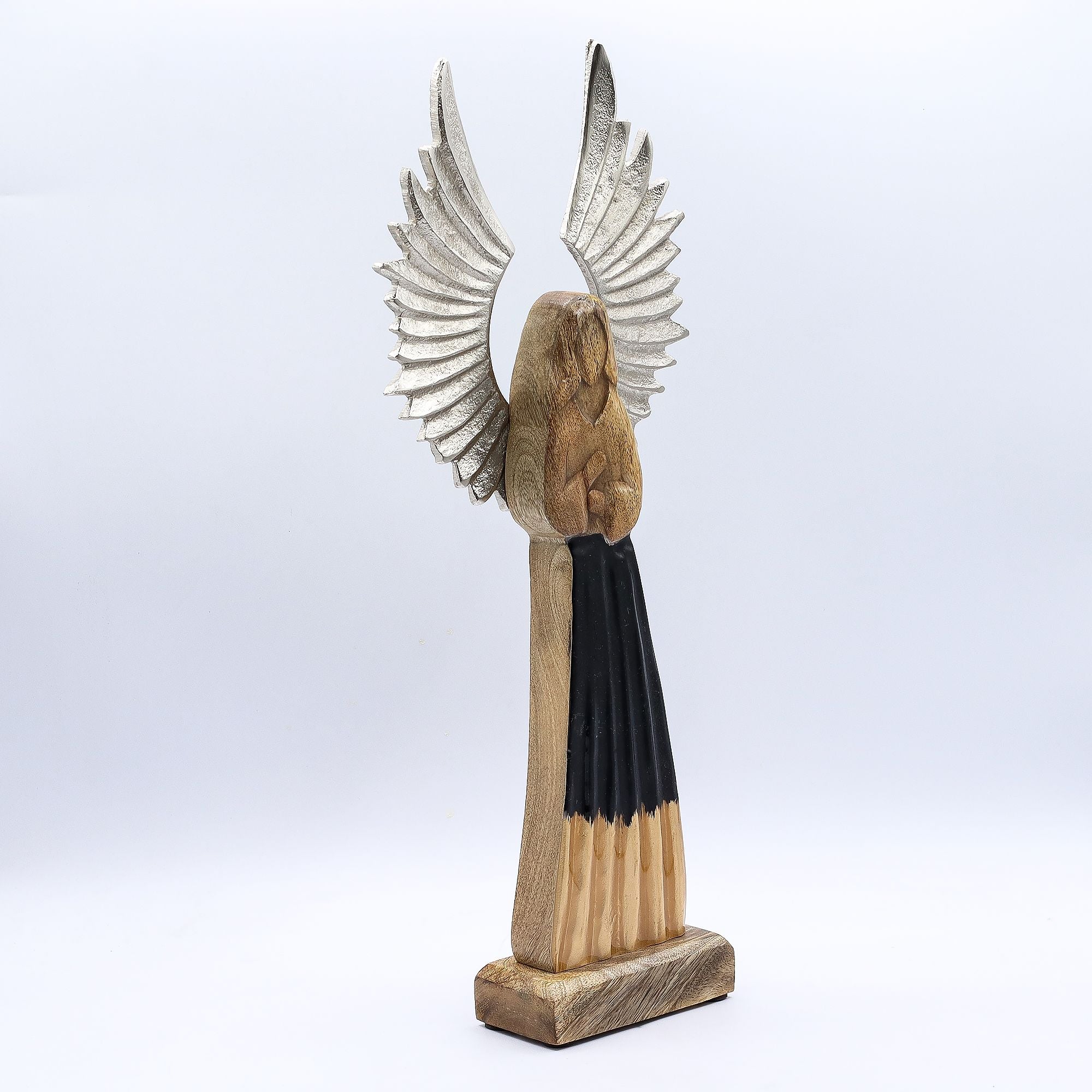 Ángel de Madera con Alas Plateadas – 40 cm