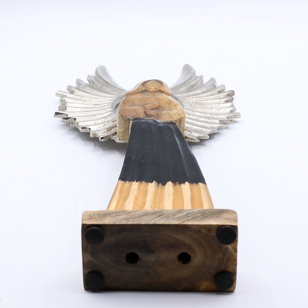 Ángel de Madera con Alas Plateadas – 40 cm